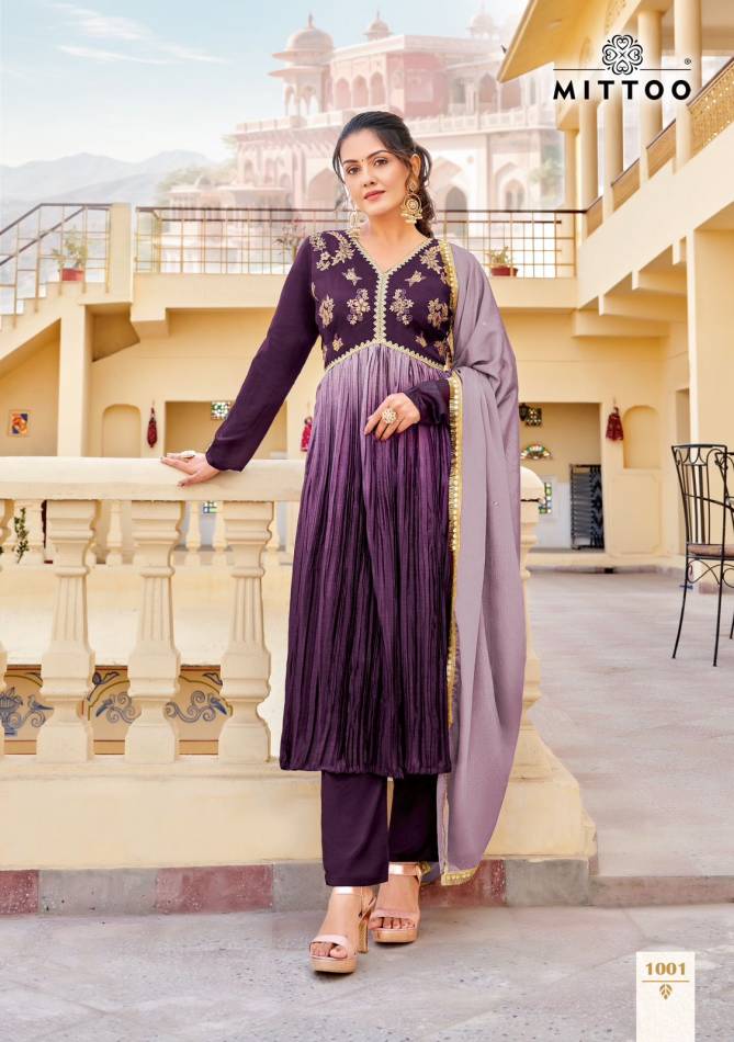 Kalika By Mittoo Alia Cut Embroidery Kurti With Bottom Dupatta Wholesale Clothing Suppliers In India
